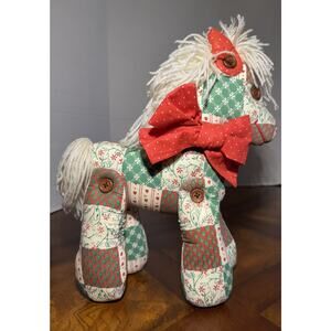 Vintage Christmas Applause Patchwork Pets Plush Horse Button Joints 1986‎ Rare
